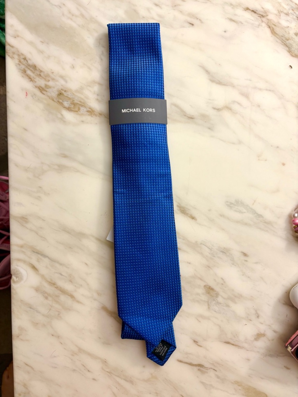 Michael Kors Men's Royal Blue Textured Silk Tie